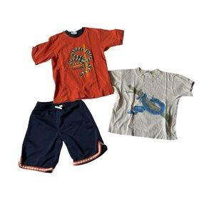 Kids Graphic Orange & White Snake T-Shirts and Gap Kids Short Bundle Size 6-7 8